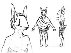 An early sketch of the rabbit for the comic, drawn circa 2020. The torso cloth was later redesigned to help prevent clipping.