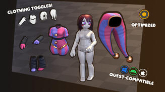 Since the model was originally made for VRChat, it was built to facilitate user customization and to be easy to work with. The clothing is separate and easy to remove and the body is fully modeled to allow for others to create custom clothes for it.